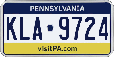PA license plate KLA9724