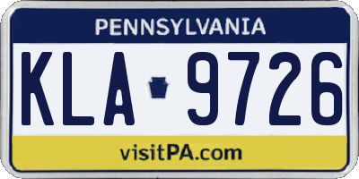 PA license plate KLA9726