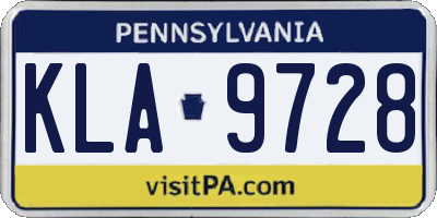 PA license plate KLA9728