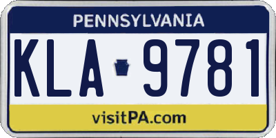 PA license plate KLA9781