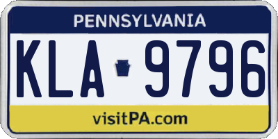 PA license plate KLA9796
