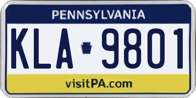 PA license plate KLA9801