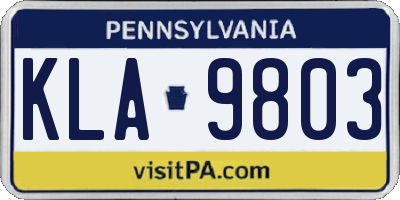 PA license plate KLA9803