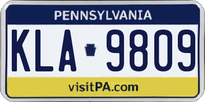 PA license plate KLA9809