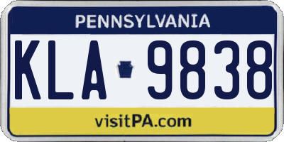 PA license plate KLA9838