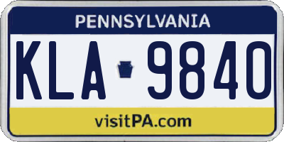 PA license plate KLA9840