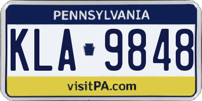 PA license plate KLA9848