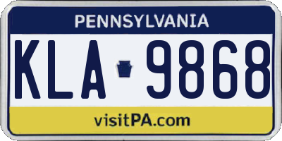 PA license plate KLA9868