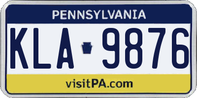 PA license plate KLA9876