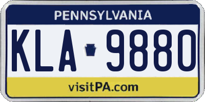 PA license plate KLA9880
