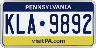 PA license plate KLA9892