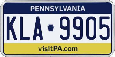 PA license plate KLA9905