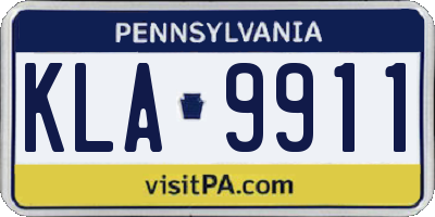 PA license plate KLA9911