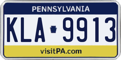PA license plate KLA9913