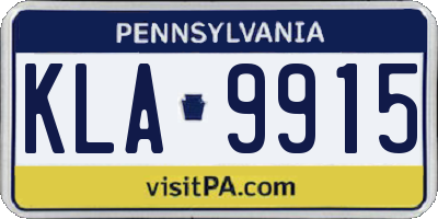 PA license plate KLA9915