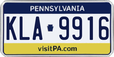 PA license plate KLA9916