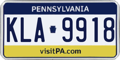 PA license plate KLA9918