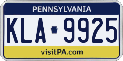 PA license plate KLA9925