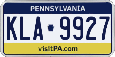 PA license plate KLA9927