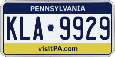 PA license plate KLA9929