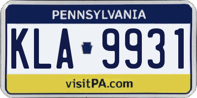 PA license plate KLA9931