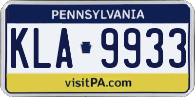 PA license plate KLA9933