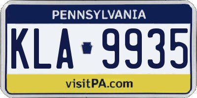 PA license plate KLA9935