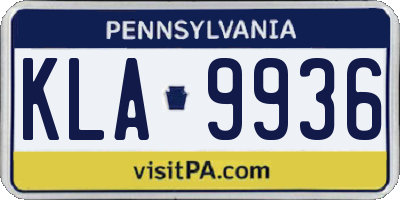 PA license plate KLA9936