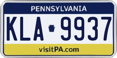 PA license plate KLA9937