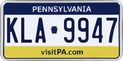 PA license plate KLA9947