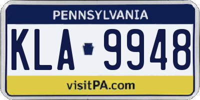 PA license plate KLA9948