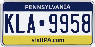 PA license plate KLA9958