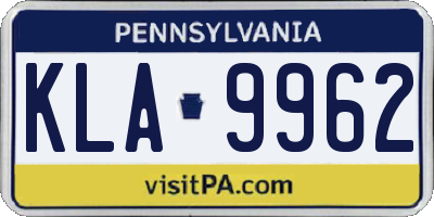 PA license plate KLA9962