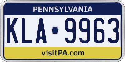 PA license plate KLA9963