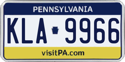 PA license plate KLA9966