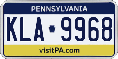 PA license plate KLA9968