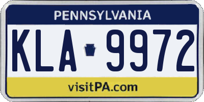 PA license plate KLA9972