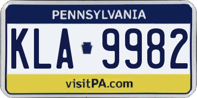 PA license plate KLA9982