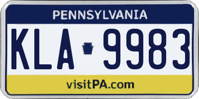 PA license plate KLA9983