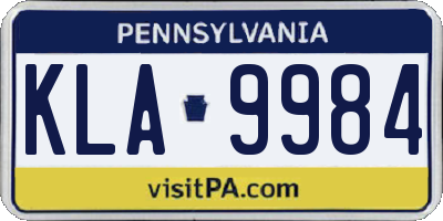 PA license plate KLA9984