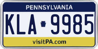PA license plate KLA9985