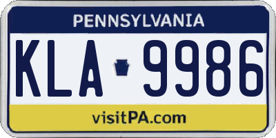 PA license plate KLA9986