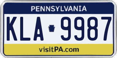 PA license plate KLA9987