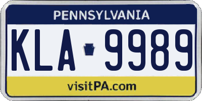 PA license plate KLA9989