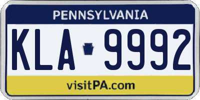 PA license plate KLA9992
