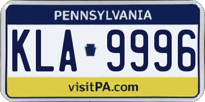 PA license plate KLA9996