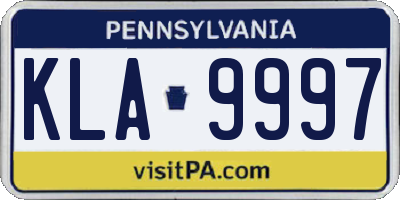 PA license plate KLA9997