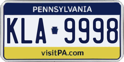 PA license plate KLA9998