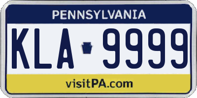 PA license plate KLA9999
