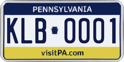 PA license plate KLB0001